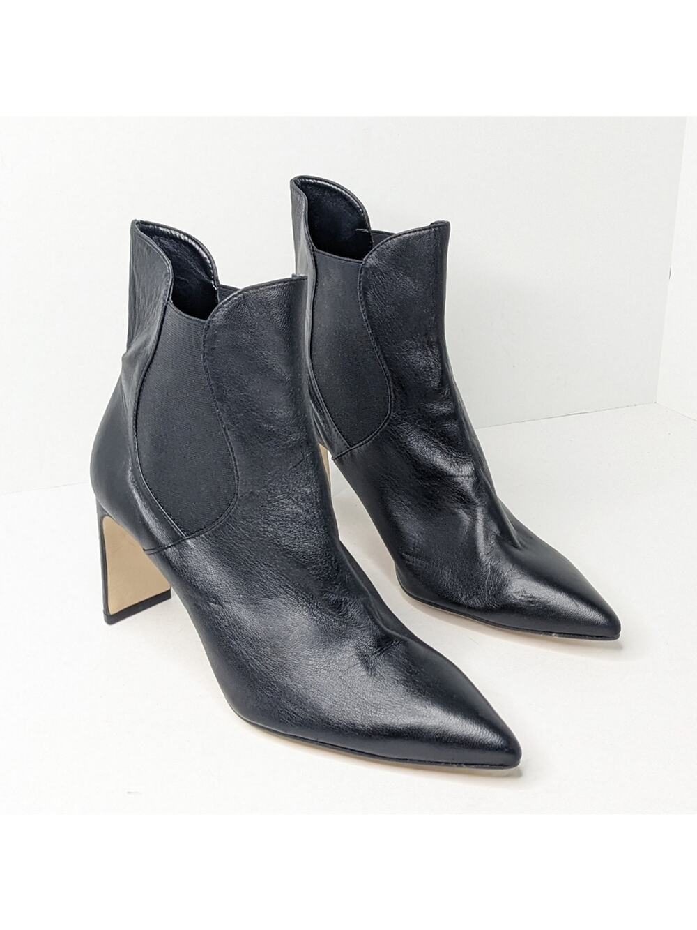 Marian Heeled Ankle Boots, Black Leather, Women's 41 EU (US 9.5)